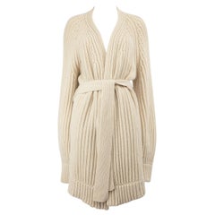Khaite Ecru Cashmere Ribbed Knit Cardigan Size XL