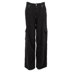 Haikure Black Denim Wide Leg Cargo Jeans Size S