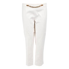 Céline Weiße Hose mit Kettendetail, Größe L