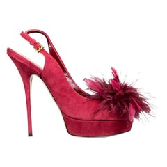 Sebastian, talons en daim bordeaux bordés de plumes, taille IT 40