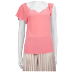 Lanvin Pink Silk Ruffle Sleeve Top Size XS