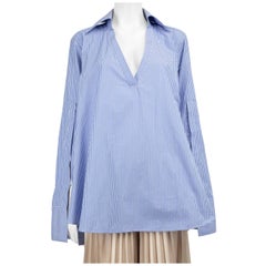 palmer//harding Blue Striped V Neck Shirt Size L