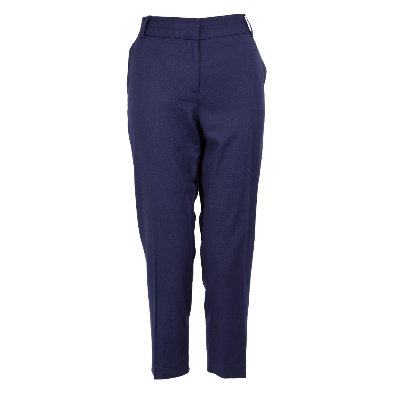 Diane Von Furstenberg - Pantaloni a zampa di elefante in pelle di colore blu, taglia L.