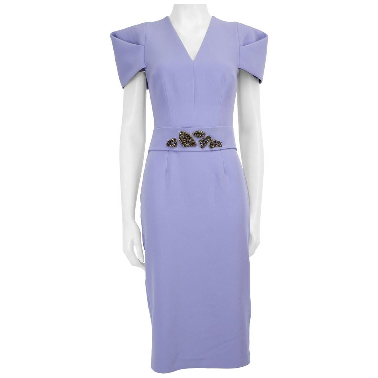 Safiyaa Purple Crystal Embellished Belted Dress Size S For Sale