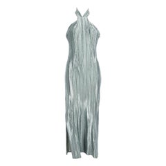 Galvan London Green Metallic Pleated Dress Size S