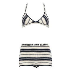 Dior Striped J‚'adior Embroidered Logo Co-ord Size S