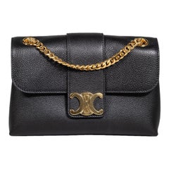 Céline Black Leather Victoire Bag
