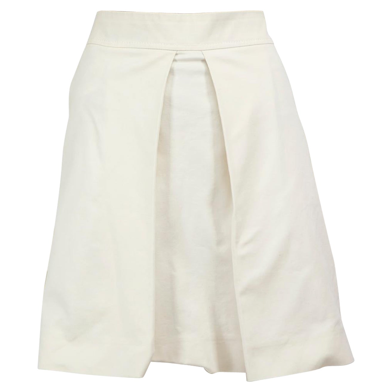 Céline White Pleated Mini Skirt Size M