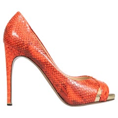 Nicholas Kirkwood Rote Python-Lederschuhe mit Absatz aus Leder Größe IT 38