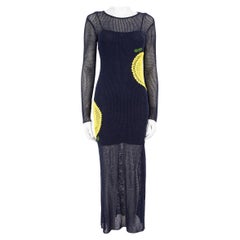 STAUD Navy Lemon Crochet Maxi Dress Size S