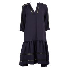 ME+EM Vestido midi con volantes azul marino Talla S