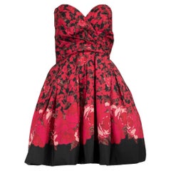 Sherri Hill Rose Print Strapless Mini Dress Size M