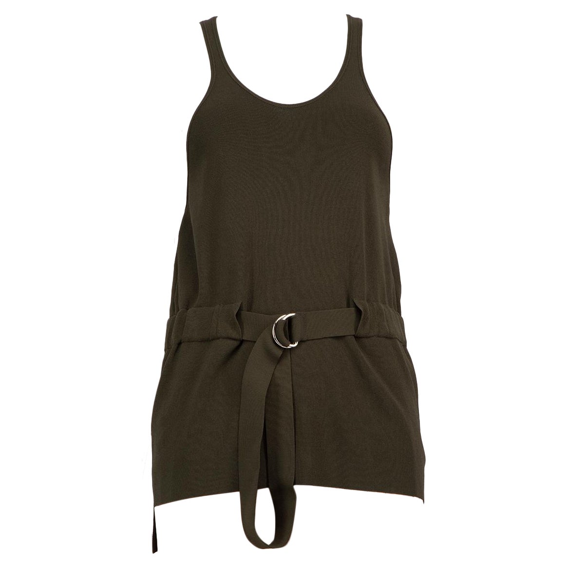 Céline Khaki Sleeveless Belted Top Size S For Sale