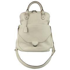 DOLCE & GABBANA Cream Textured Leather Miss Catch Fold Over Handbag