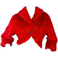 Apriori Saga Furs Red Mink Bolero Jacket sz S