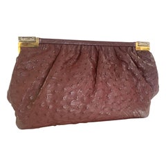 Convertible Fiorenza Chain Handle / Clutch Bag in Burgundy Ostrich Skin