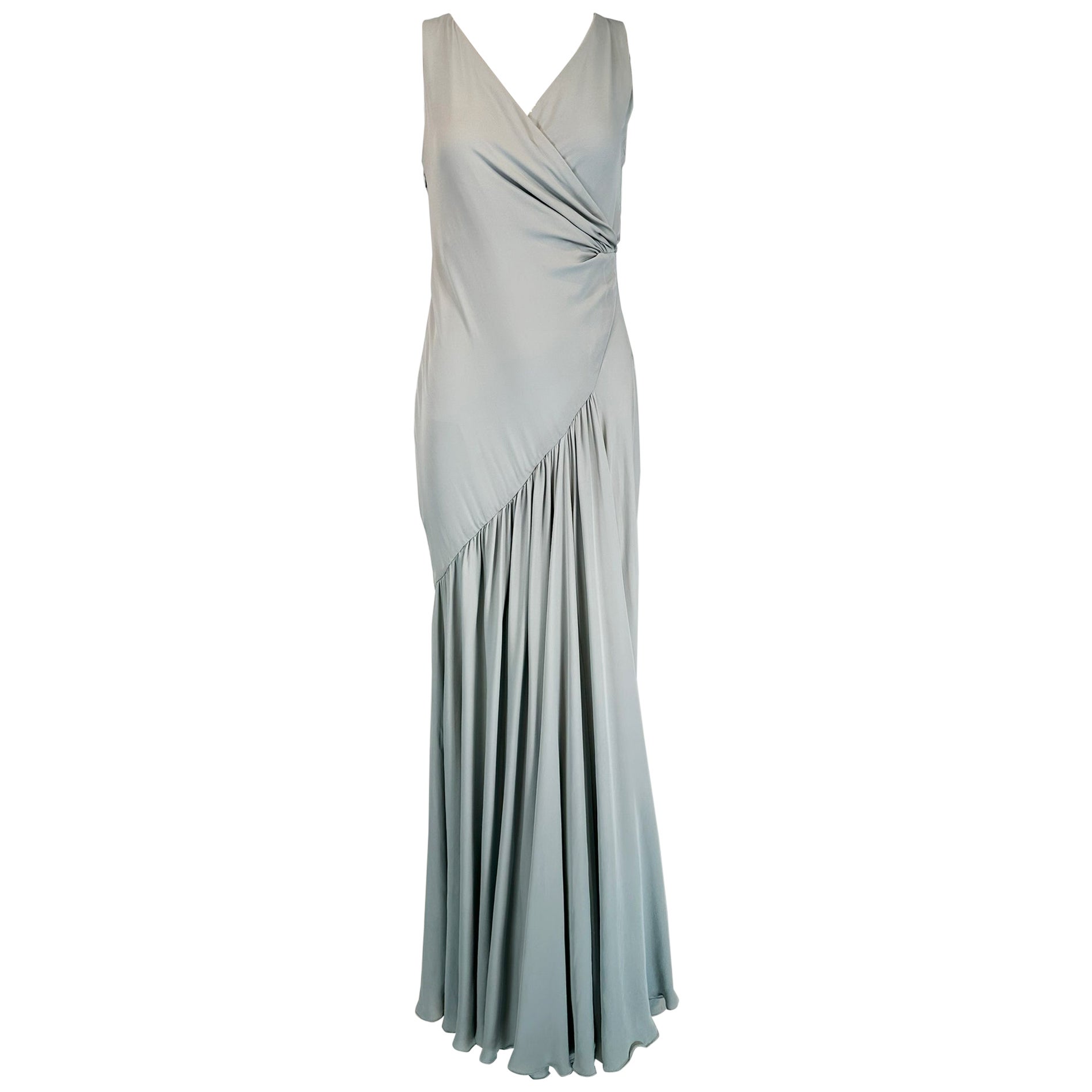 Ralph Lauren Collection 1930s Inspired Pale Blue Silk Crepe Bias Cut  Gown  2 For Sale
