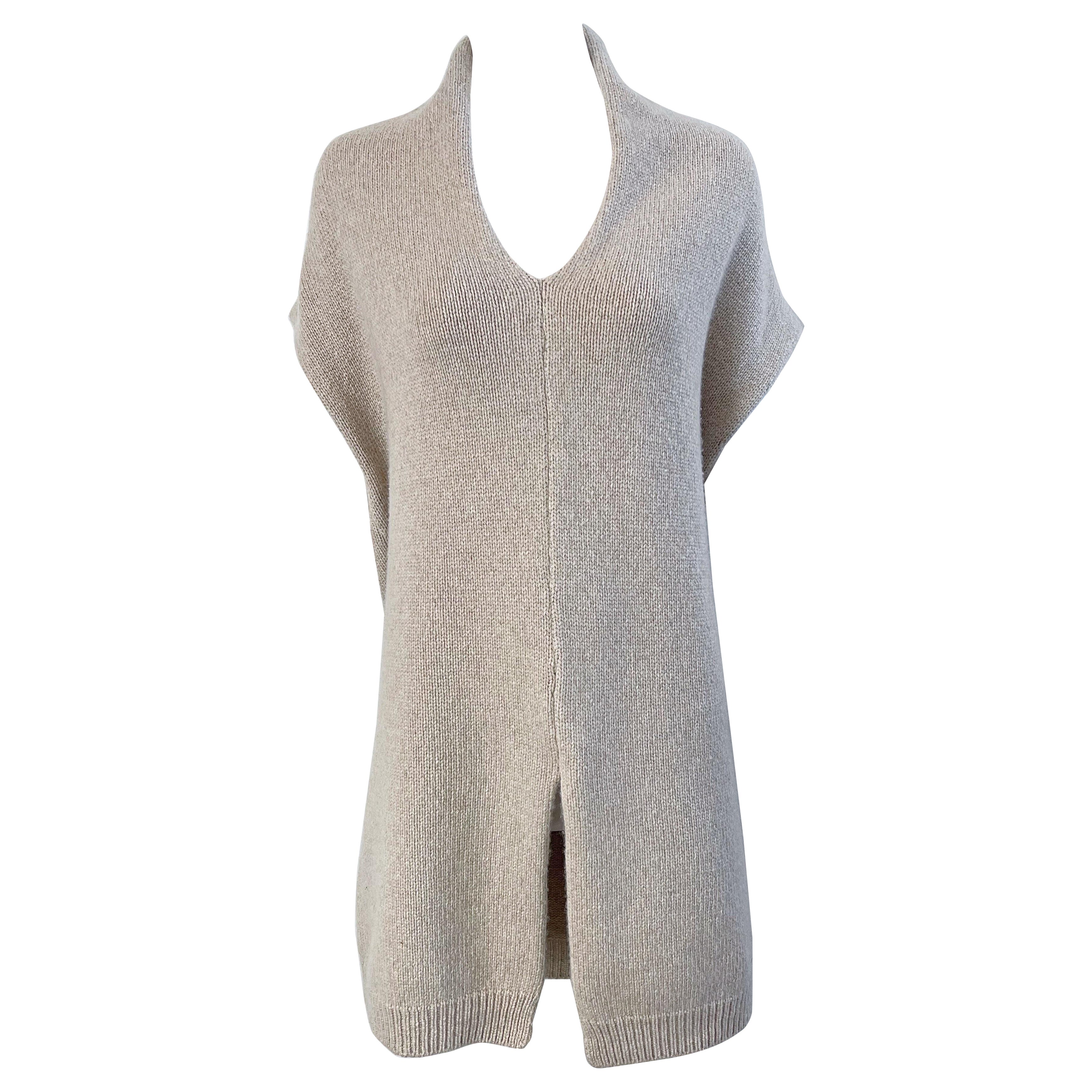 1990s Italian Luxury Cashmere Camel Tan Dolman Sleeve Sweater Top Tunic