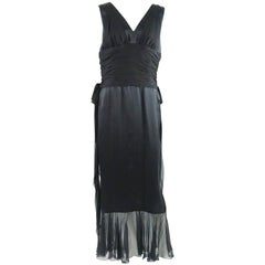 Chanel Black Silk and Silk Chiffon Sleeveless Gown - 42 - 06A
