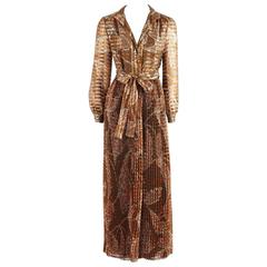 Vintage Oscar de la Renta Rust Print Silk Organza Gown - 6 - Circa 60's