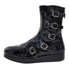 F/W 2010 Look#3 Vintage Versace Men's Black Leather Biker Boots Size 45 -12