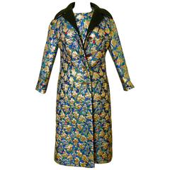 Fabulous Galanos Long Brocade Vest + Jacket + Skirt Set 3pc Ensemble 60s Sz S 12