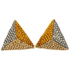 Richard Kerr Jeweled Pyramid Clip Earrings