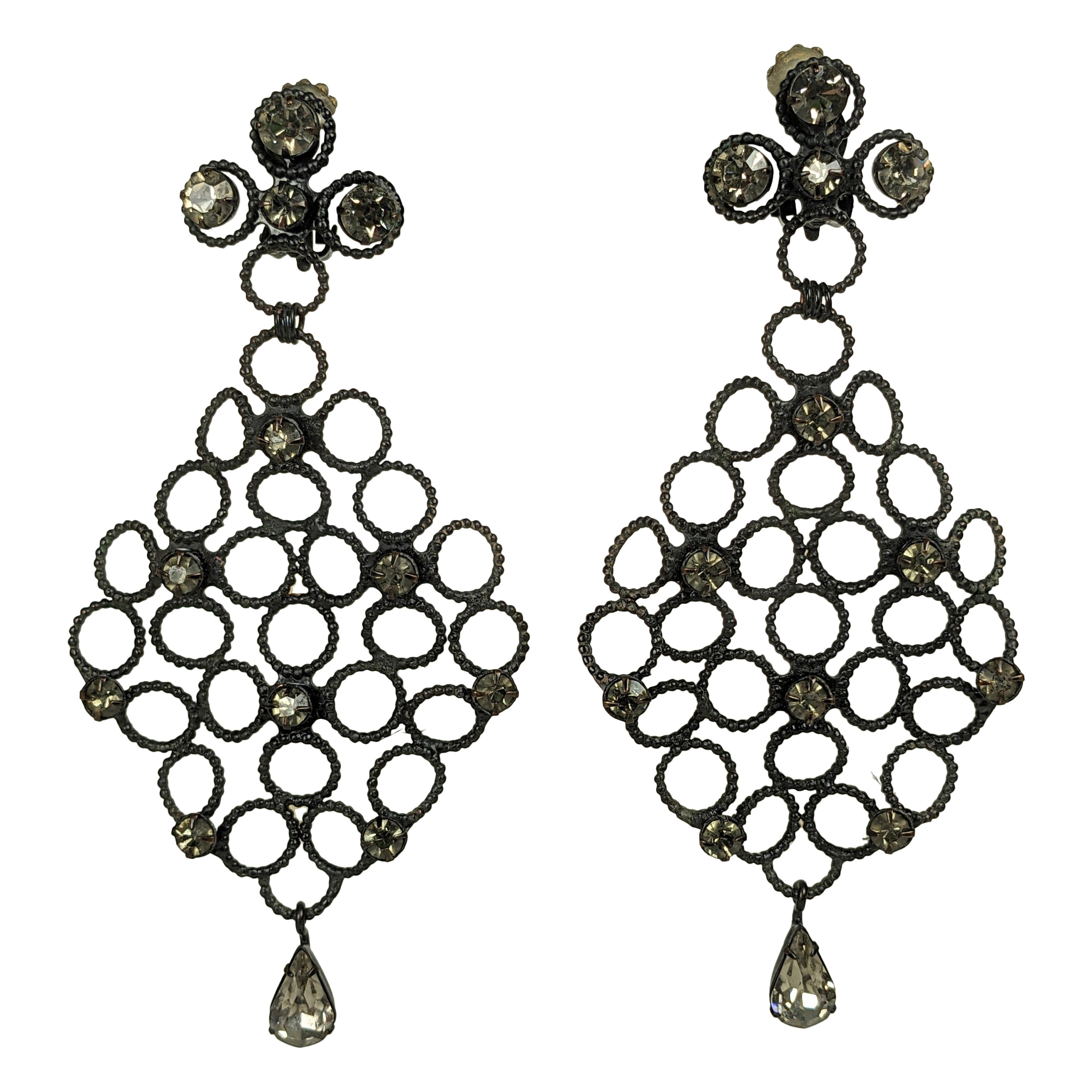 Elaborate Robert of NY Chandelier Crystal Earrings For Sale