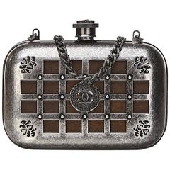 Chanel Gunmetal and Suede Minaudiere