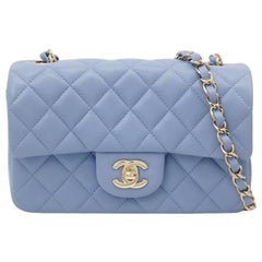 Chanel Classic Flap Rectangular Mini Pale Blue Lambskin, 2020-2021