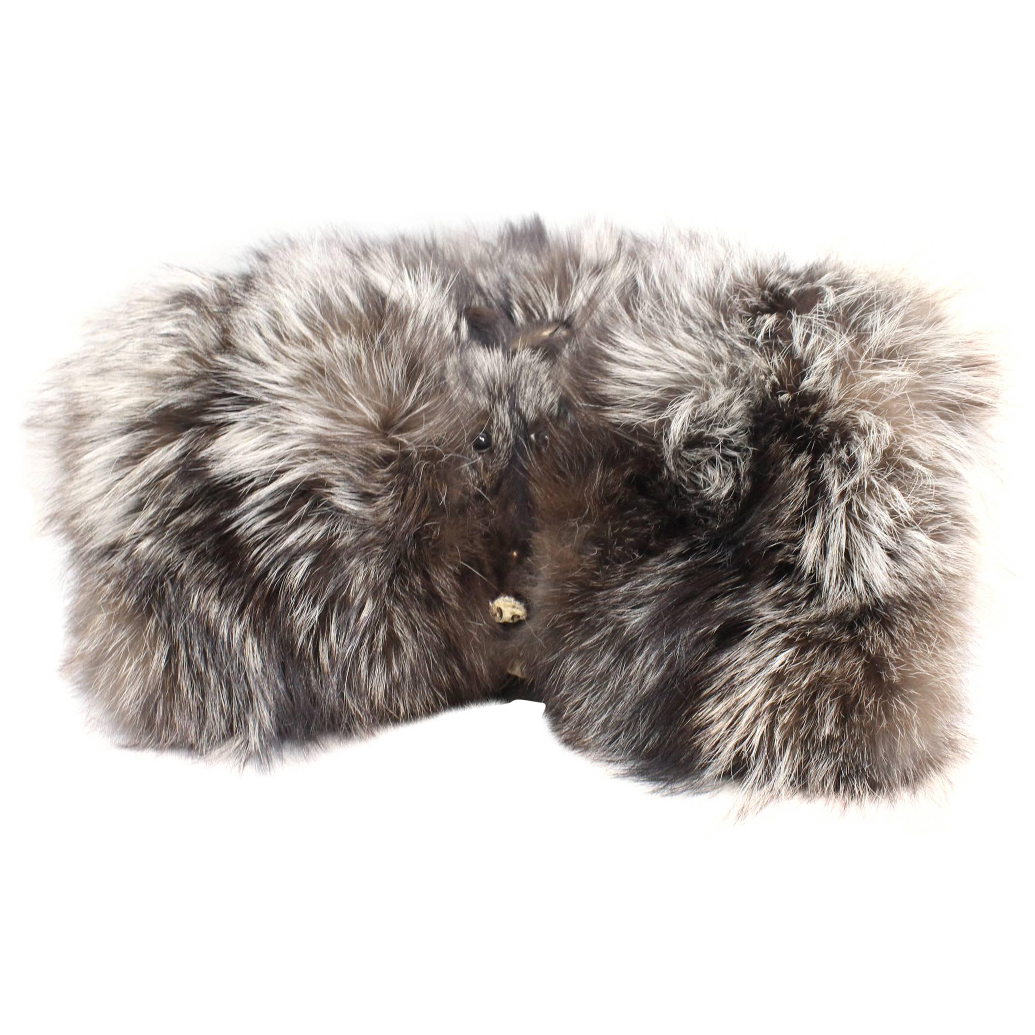 Large  Big Silver Fox Hands  Muff / Gloves 