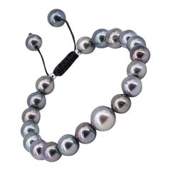 Tahiti pearl bracelet with drawstring closure for Men