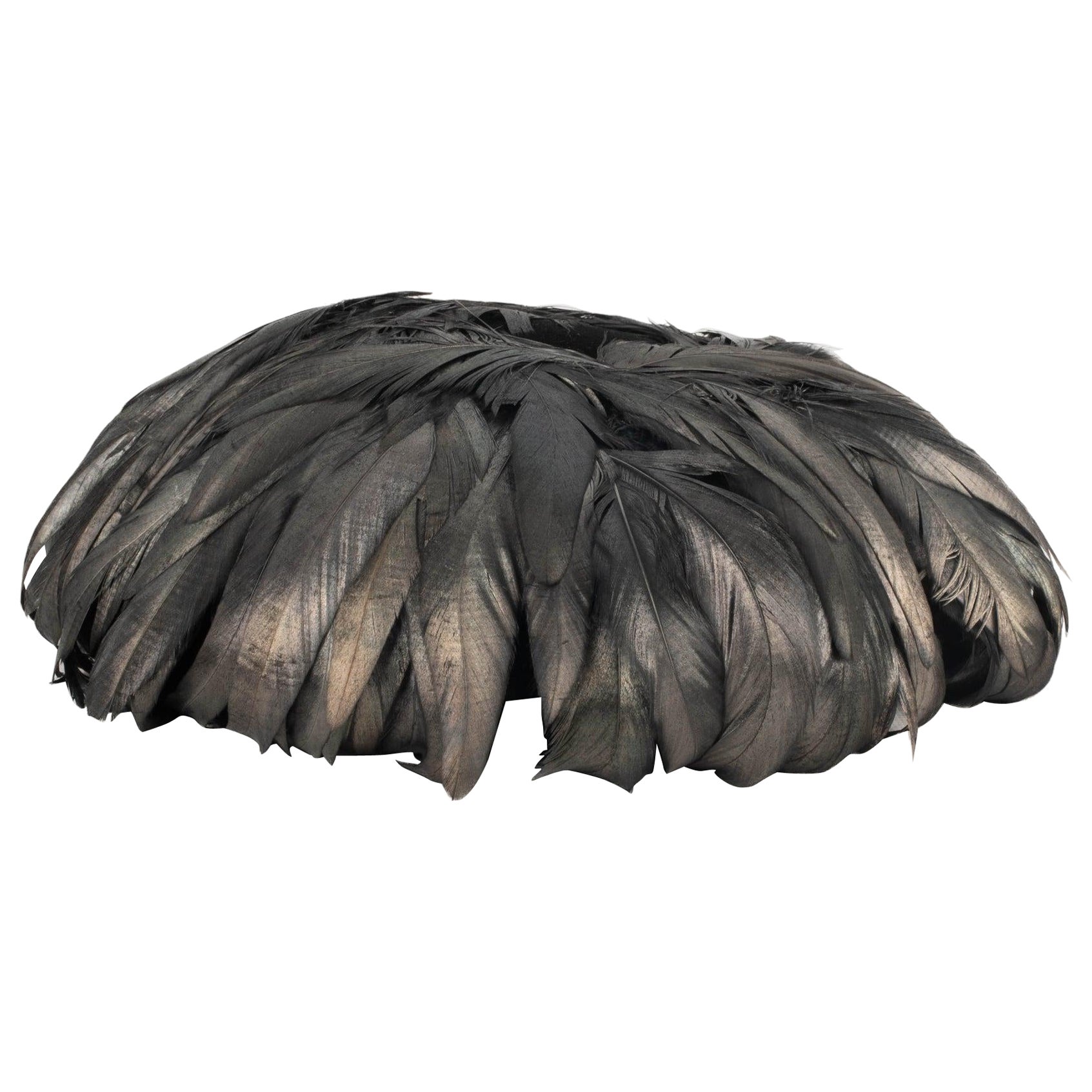 Feather Black Velvet Fasinator Hat For Sale