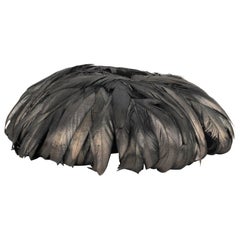 Vintage Feather Black Velvet Fasinator Hat