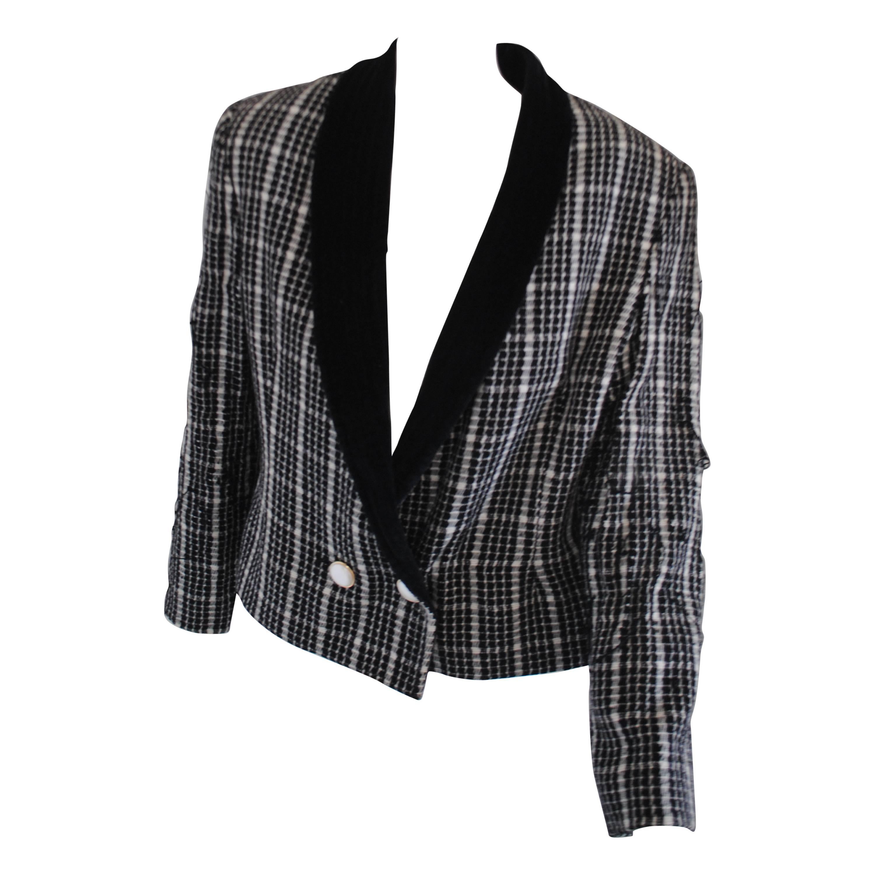 1980s Spazio Pied de Poule Black & White Wool Jacket For Sale