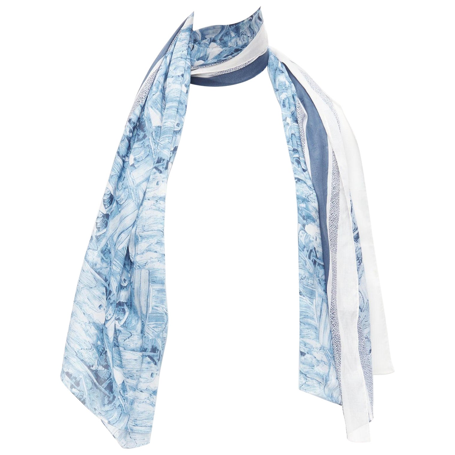 CHRISTIAN DIOR Riviera blau 100% Baumwolle CD Logo Statuen Druck quadratischer Schal im Angebot
