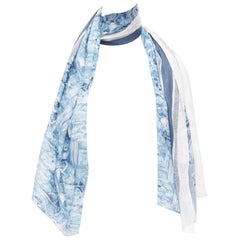 CHRISTIAN DIOR Riviera blue 100% cotton CD logo statues print square scarf