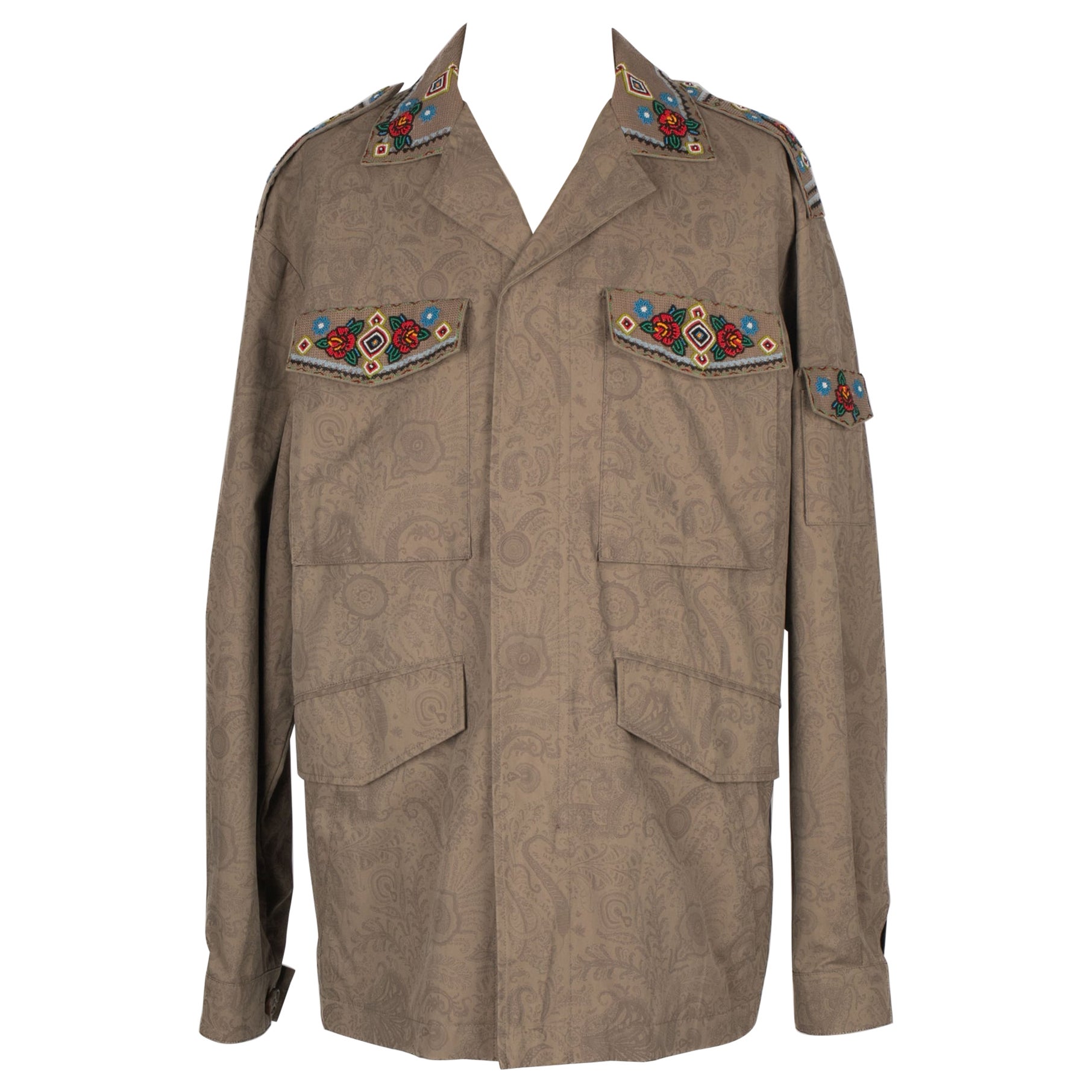 Etro Blended Cotton Jacket Embroidered with Pearls For Sale