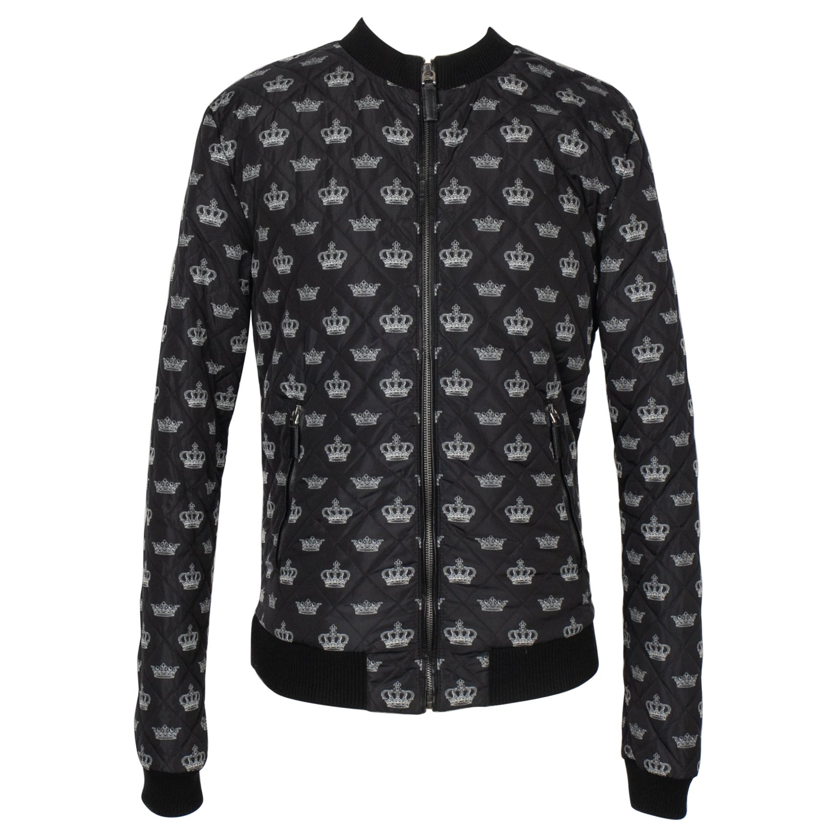 Dolce & Gabbana Black Quilted Bomber Jacket For Sale