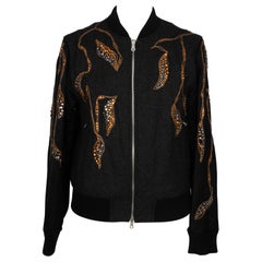 Dries Van Noten Chaqueta acolchada de mezcla de lana gris para hombre