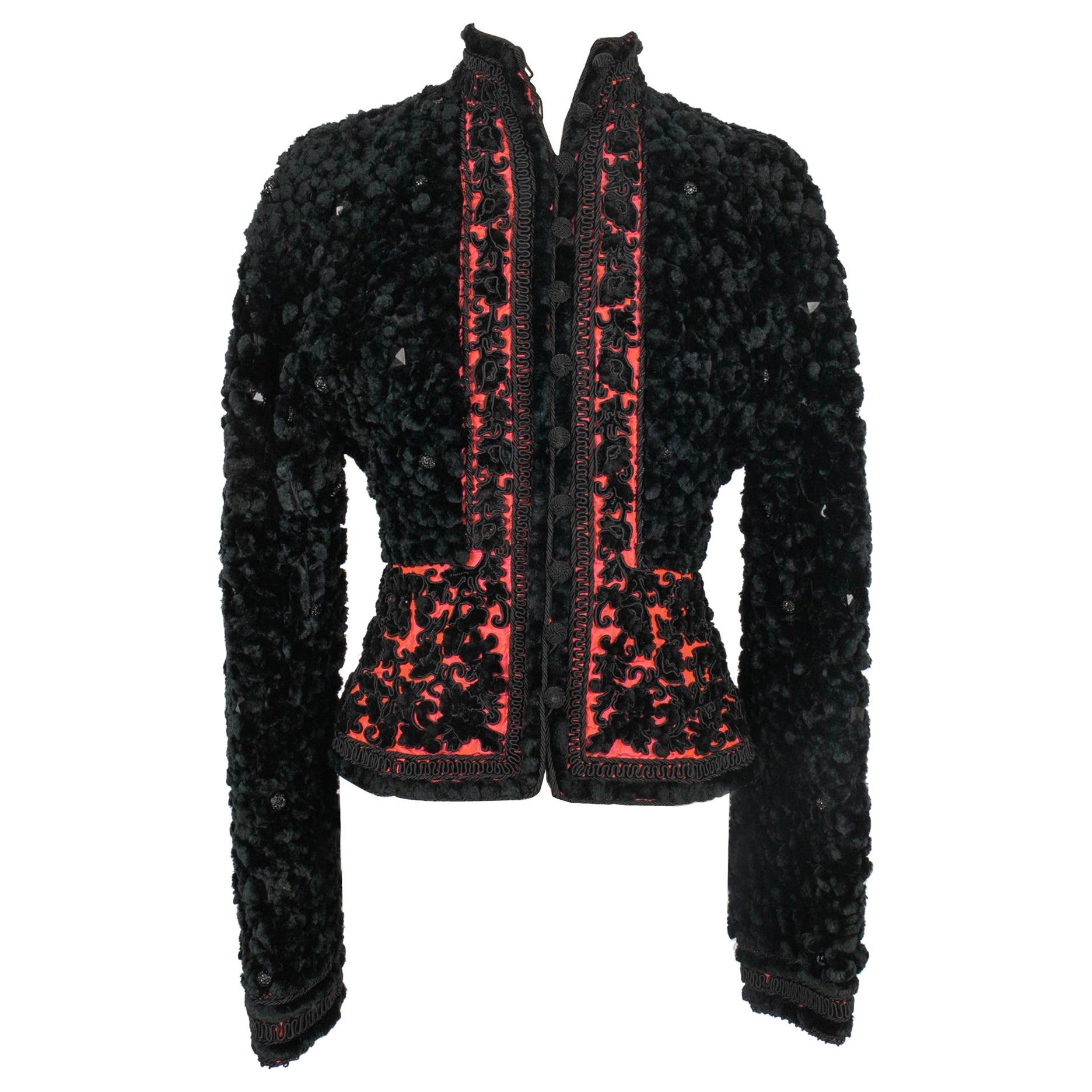 Jean-louis Scherrer Black Trimming Long-sleeved Jacket For Sale