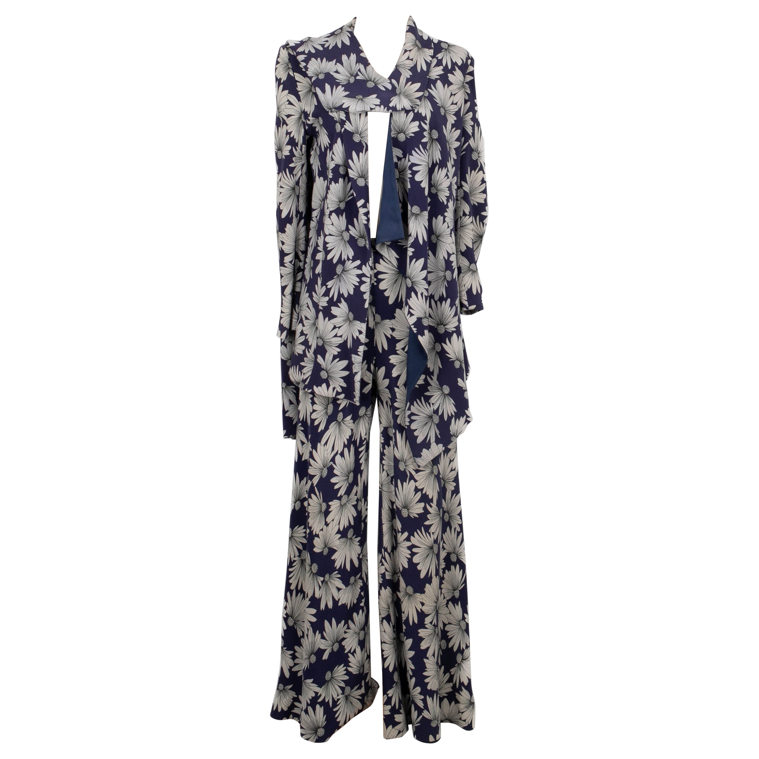 Ensemble en soie Christian Dior avec motif de fleurs, 1998 en vente