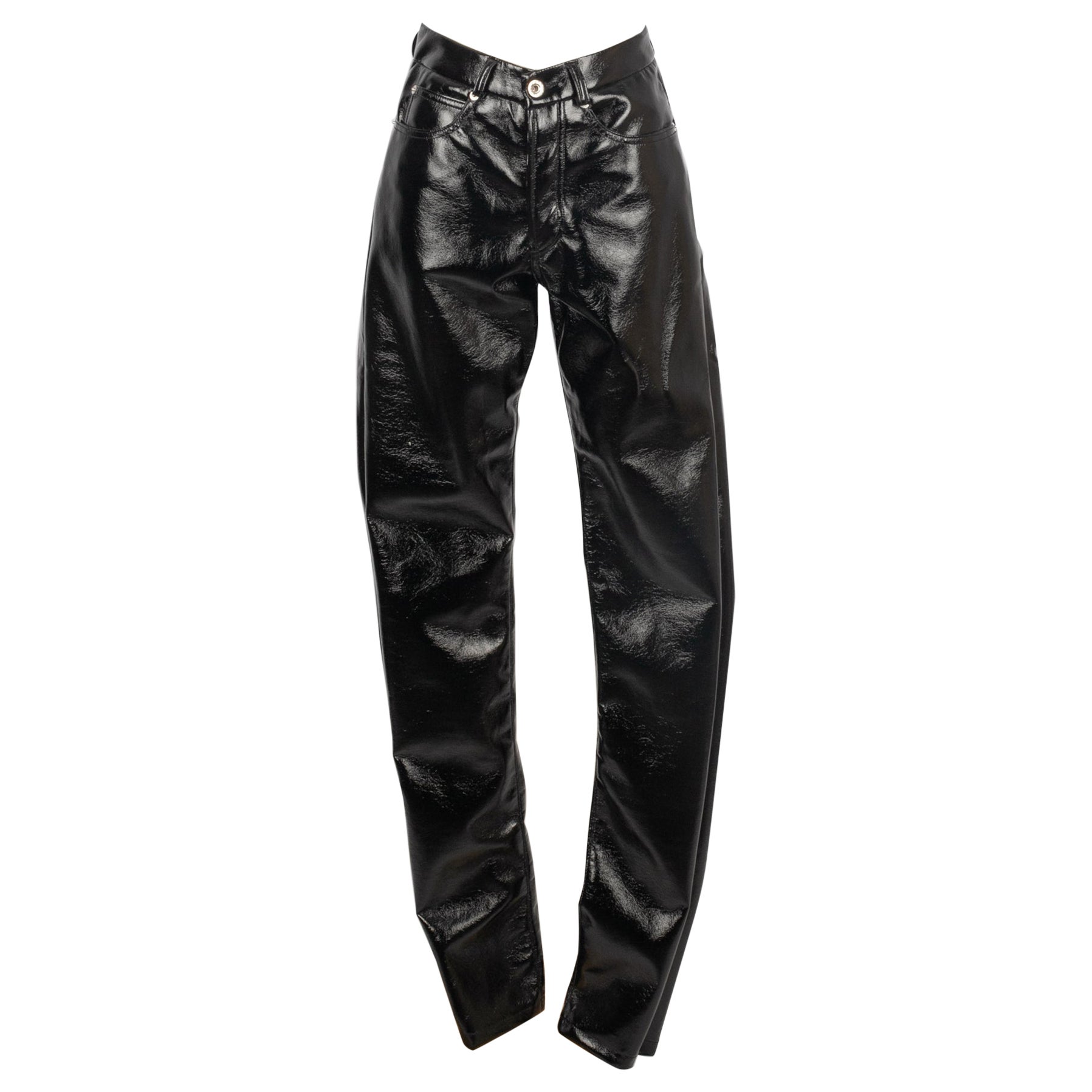 Paco Rabanne Black Vinyl Pants, 2021 For Sale