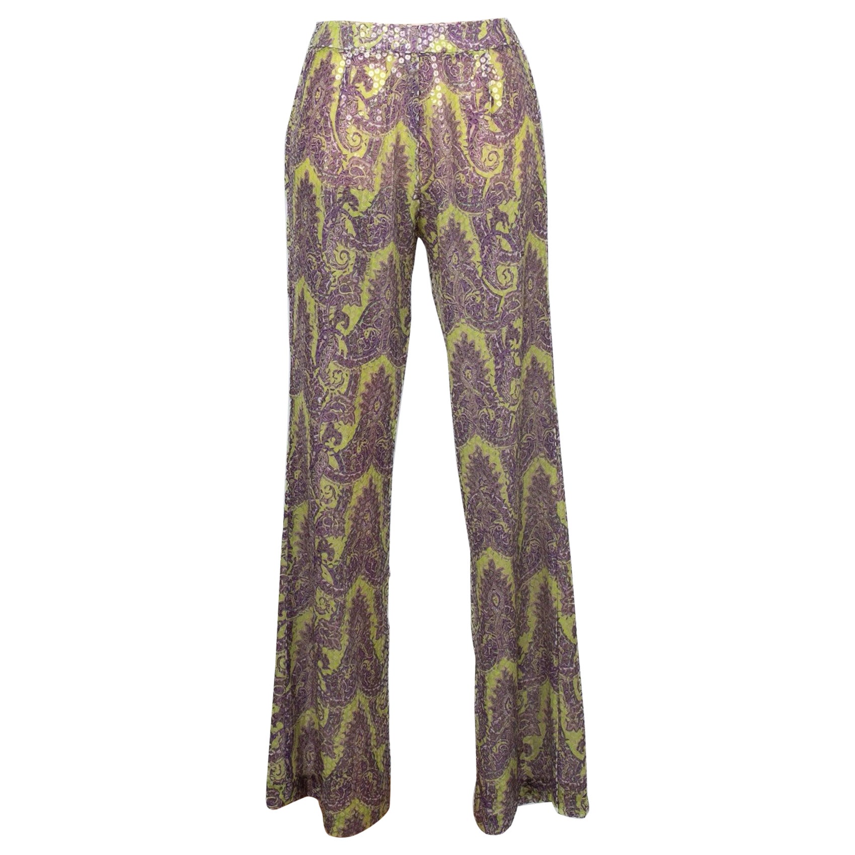 Pantalones vintage estampados con motivos morados
