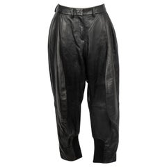 John Galliano Black Lamb Leather Capri Pants