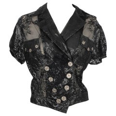 John Galliano Short-sleeved Black Lace Top