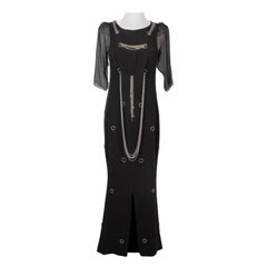 Vestido largo de seda negra de Chanel, 2008