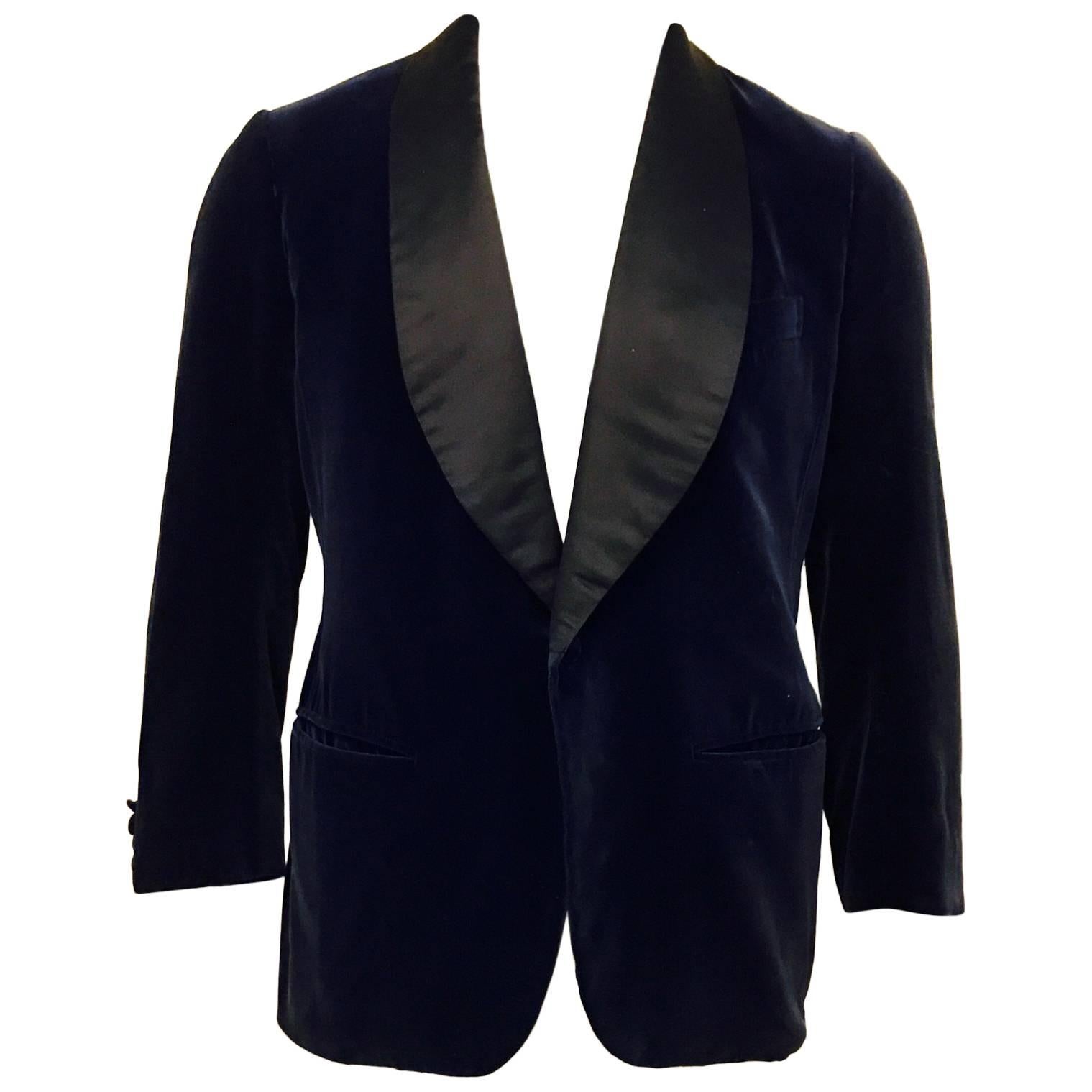 Men's Anderson & Sheppard Ltd. 1960's Velvet Smoking Jacket, Midnight Blue