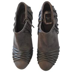 Christian Dior Grey Velvet Leather ankle boot 3