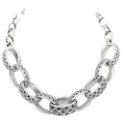 Chanel 2016 Black & Grey Crystal Chain Link Choker Necklace 4